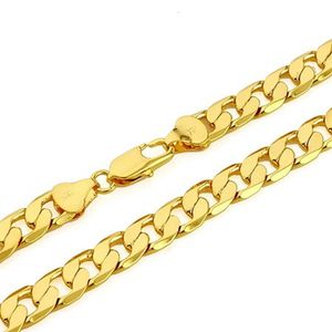 thick 18K Yellow Gold Filled Solid Cuban Curb Chain Mens Necklace 23.6 Inch 10mm