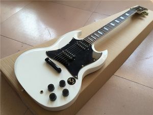 Neuankömmling, hochwertige klassische Modell-High-Service-Gitarre, weiße Farbe, Angus Young-Stil, erhältlich als E-Gitarre