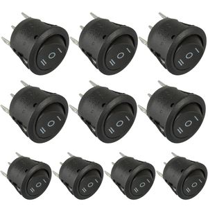 10Pcs ON / OFF / ON 3 위치 SPDT 라운드 보트 로커 스위치 6A / 250V 10A / 125V AC M00092