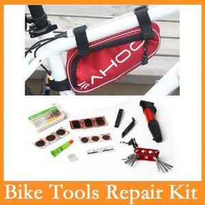 High quality Original SAHOO in Cycling Bicycle Tools Bike Repair Kit Set with Pouch Pump Red Blue Black Colors Choice