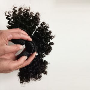 ブラジルの処女の人間の髪の毛の織りセクシーな短いタイプ6インチ8インチキンキーカーリーダブル緯糸50g PCインドヨーロッパレミーヘア3pc g ロット