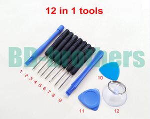 12 i 1 Öppningsverktyg Kit Mini skruvmejsel Key Pry Repair Tool T3 T4 T5 T6 för iPhone Samsung Moto Nokia Siemens telefon 100sets / mycket