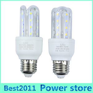 طلب صغير 10 قطعة E27 5 واط LED لمبات إضاءة الذرة على شكل حرف U مصباح توفير الطاقة أبيض / أبيض دافئ لغرفة المعيشة مدخل الفندق والمطبخ