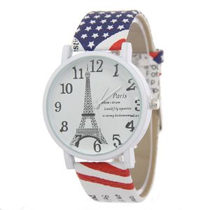 Uhr Frauen Frühling Vintage Paris Eiffelturm frauen Quarzuhr Frauen Mädchen Damen Studenten Casual Armbanduhr