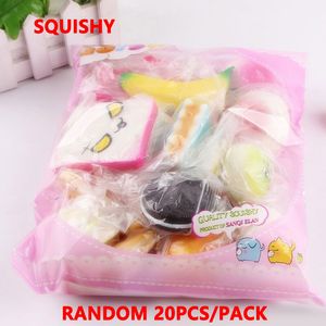 Random 20pcs/pack squishies toy Slow Rising Squishy miniature food sweetmeats ice cream bread Strawberry Charm Phone Straps Soft Fruit Toys