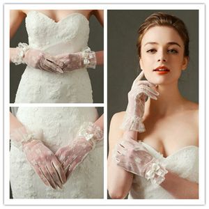 Ny ankomst brudhandskar spetsar bröllopshandskar handledslängd full finger kort brud handskar bröllop tillbehör wed452
