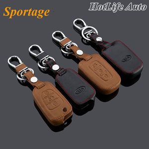 2014 Kia ​​Sportage Car Brelok Prawdziwy Skórzany Klucz Fob Case Cover na 2009-2013 2014 2015 Sportage Key Chain Akcesoria samochodowe