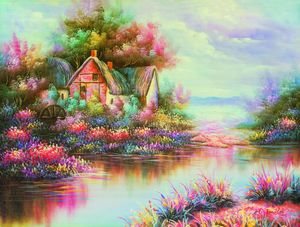 Thomas Kinkade Modern Landscape Oil Painting Reproduction High Quality Giclee Print on Canvas Modern Wall Art Decor TK002