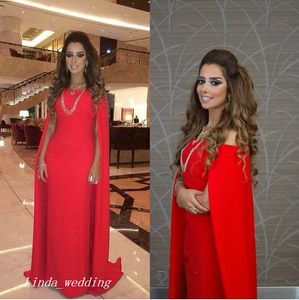 2019 Red Evening Dress New Arrival Elegant Prom Dress Formal Event Gown Plus Size robe de soire cape vestido de festa longo