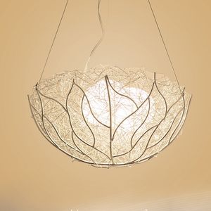 Modern Birds Nest Restaurant Pendant Light Silver Aluminum Glass Eggs Bar Counter Hanging Lamps Dining Room Pendant Lights