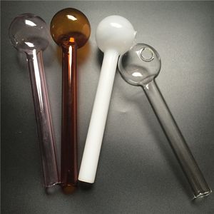 tubo de queimador de óleo de vidro pyrex grosso com 7,3 polegadas grande rosa marrom branco claro colorido fumar cachimbos de mão para bongo de água