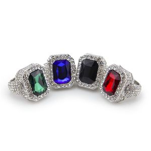 Men Silver Plated Ruby Hip Hop Micro Pave Cz Ring Punk Rap Jewelry Size Available