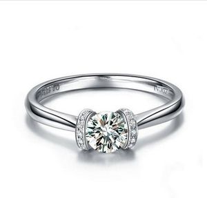 0.5 CT незабываемый поцелуй стиль Сона синтетический бриллиантовое кольцо твердые стерлингового серебра обещание обручальное кольцо 18k белое золото покрытием