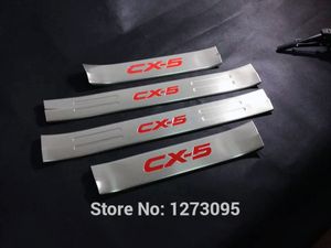 2015マツダCX-5 CX 5 CX5ステンレス鋼の内部ドアシルスカッフプレートようこそペダルカースタイリングアクセサリー赤/ブルー/シルバー