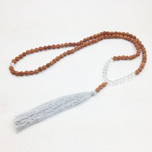 St0313 mode kvinnor yoga halsband mala pärlor tofs halsband andlig rudraksha halsband naturligt kristall halsband