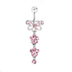 YYJFF D0030 Bowknot Belly Button Navel Stud Pink Color