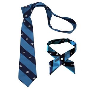 Striped Neck Tie + Cross Fliege blau Set Schuluniform Krawatte Studenten Bowknot für junge Mädchen Krawatten Weihnachtsgeschenk Free FedEx TNT