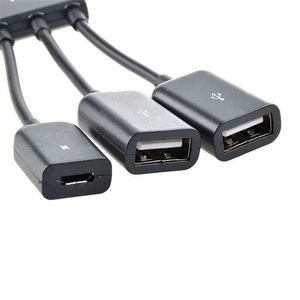 300 pz/lotto * 3 in 1 micro usb OTG Hub Connettore del Cavo Spliter 3 Porte Micro USB Caricabatterie di Ricarica Per Samsung Google Nexus