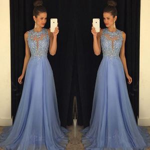 Evening Dresses Sheer Elegant Lace Corset Applique Beading Prom Gowns Chiffon Panels Open Back Sweep Train Custom Made Pageant Dress