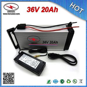 FREE SHIPPING 1000W Rear Rack Electric Bike Battery 36V 20Ah Lithium ion Battery Used 18650 2000mAh cell & 30A BMS + 2A Charger