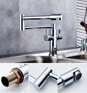 Contemporary folding Faucet with double control Deck Mounted / Ceramic Valve Double Handle One Hole , Brass Chrome Mixer Tap