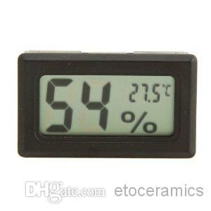 Freie Thermometer großhandel-Mini Digital Temperatur Luftfeuchtigkeit Meter Gauge Thermometer Hygrometer LCD Aquarium Temperaturen Instrumente Gefüttert Frei teile los