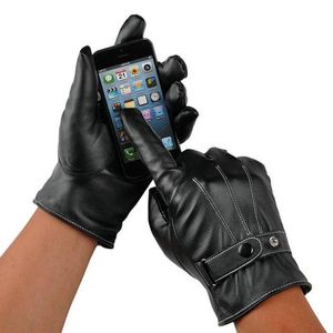 メンズオートバイミトンタッチスクリーンレザーグローブ防水防風バイクレーシングライディング用携帯電話用冬の手袋