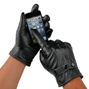 Homens Motorcycle Mittens Touch Screen Luvas de Couro À Prova D 'Água Vento à prova de vento Racing Riding Forefinger Toque Luvas de Inverno para celular