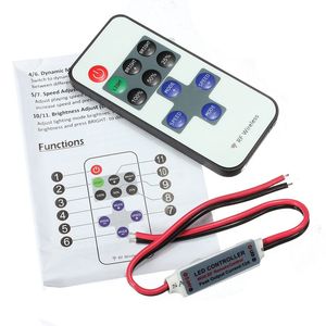 5PIECES Enkelfärg fjärrkontroll Dimmer DC 12V 11KEYS MINI Trådlös RF LED-styrenhet för LED Strip Light SMD 5050/3528