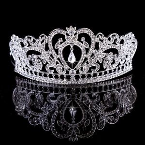 Verklig bild Kvinnor Silver Guldkristall Huvudstycken Vatten Drop Crown Tiaras Hairwear Wedding Bridesmaid Party Bridal Smycken Tillbehör