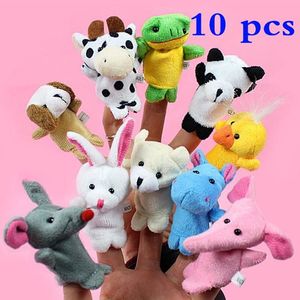 10 pçs / lote bebê recheado brinquedo de pelúcia fantoches de dedo contar história animal boneca fantoche crianças brinquedos presentes crianças com 10 grupo animal HH7-92