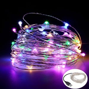 LED-Lichterkette, 10 m, 33 Fuß, 100 LEDs, 5 V, USB-betrieben, für den Außenbereich, wasserdicht, warmweiß/RGB, Kupferdraht, Weihnachtsfest, Hochzeit, Party-Dekoration