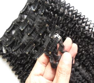 Clipe afro Kinky em extensões naturais cabelo 100g 7 pcs / lote clipe em extensões de cabelo humano