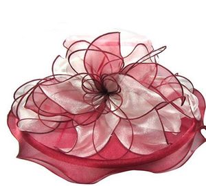 NEW Women Fascinator Oranza Flower UV proof Wide Brim Hat Kentucky Derby Church Evening Dress Hat Cocktail Party Bridal Wedding cap Sunhat