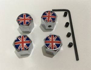 Wholesale tyre flags for sale - Group buy 4pcs set the union flag pattern Metal Anti theft Style Car Wheel Tire Valves Tyre Dust Caps for all car