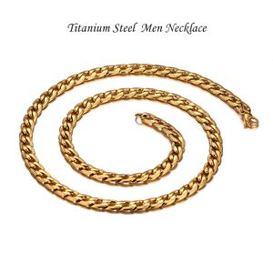 Male Classic Jewelry Genuine Collar Joyas Titanium Steel Gold Plated Twisted Men Fashion Chains Necklace 60cm*0.74cm