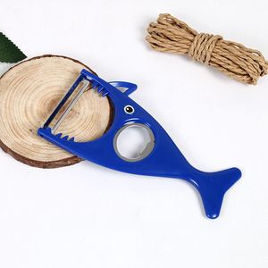 300pcs 2 In1 Beer Shark Shape Bottle Opener Carrot Potato Peeler Vegetable Fruit Turnip Slicer Cutter Kitchen Cookig Tools ZA0581