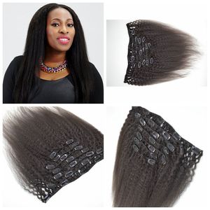 100% Brazilian Human Hair Afro Kinky Curly Clip In Hair Extensions 7PCS/Set 120G Clip Hair Weave natural black G-EASY