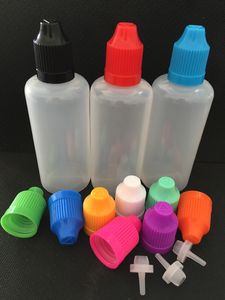 Bottiglie contagocce in plastica da 10 ml 15 ml 20 ml 30 ml 50 ml 60 ml 100 ml 120 ml Bottiglie liquide con tappi a prova di bambino Ago sottile PE per succo