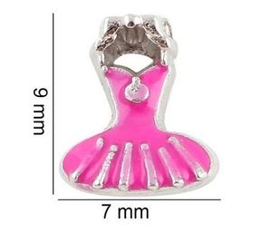 Partihandel 20st / Lot Ballettklänning Alloy Flytande Locket Charms Fit För Glas Living Memory Locket Pendant