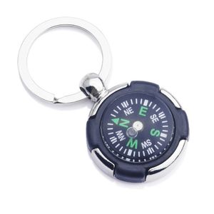 Gratis frakt Presentpåse Partihandel Toppkvalitet Rostfritt stål Compass Keychain Ring Nyckelhållare Kedjor Fashion Jewelry Promotion