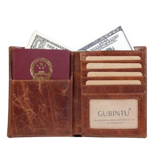 hot sale high quality Multifunctional credit card holder travel wallet vintage cowhide fine leather passport holder