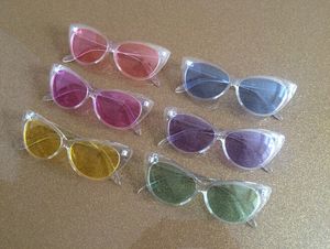 Vintage Plastik Cateye çerçeve Güneş Gözlüğü Şeffaf Jöle Renk Gözlük Moda Kadınlar Dekorasyon Erkekler Klasik Gözlük 10 adet / grup Ücretsiz Kargo