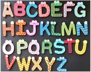 Wholesale Magnet Education Learning Toys Wooden 26 Alphabet Letters Decor Cartoon Words Wood Crafts Home Refrigerator Decorations Kids Children Gifts