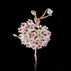 Amazing Ballet Dansare Ballerinas Broscher Kvinnor Flickor Stunning Färgglada Kristaller Hijab Pins Graceful Flower Kjol Ballett Broach