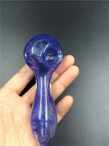 tubos de vidro preço barato tubos colher de mão azul do oceano para tabaco fumadores com 4 polegadas de comprimento HP-GP025