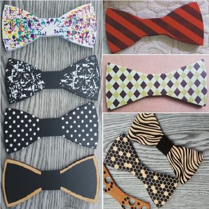 Wholesale wedding bow tie resale online - 2016 new Wood Bow Ties printing carving Semi finished products styles Handmade Bowknot For Gentleman Wedding cutting Wooden Bowtie