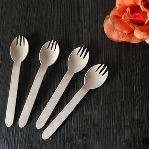 Disposable Wooden Spoon Knives Forks Western Spoons Tableware Tool Kitchen Cooking Wedding Party Supply