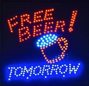 direct selling custom 19x19 inch indoor graphics ultra bright tomorrow free beer bar drink pub led neon sign