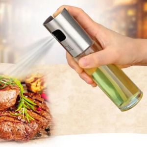 Glass Olive Spraying Oil Bottle Sprayer Stainless Steel Edible Oil Pot Leak-proof Drops Spice Jar Seasoning Kitchen Tools